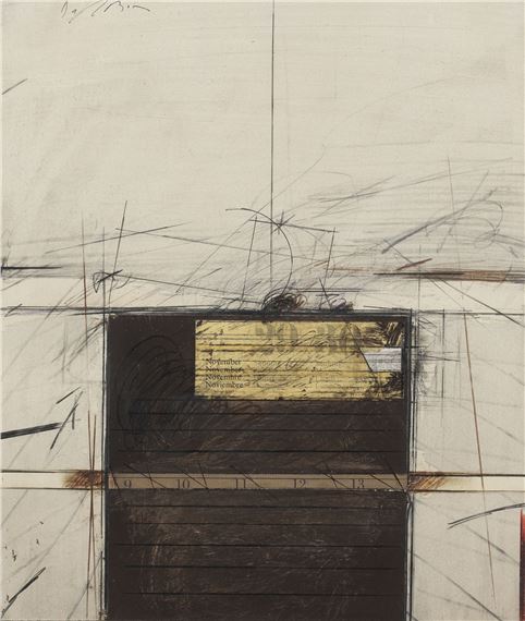 COLLAGED COLOURED PENCIL DRAWING by Karl Fred Dahmen, 1974