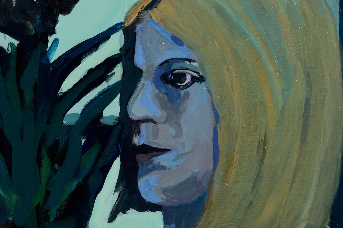 Artwork by Alex McKenna, Study of Fiona in Blue and Green, Made of oil on board