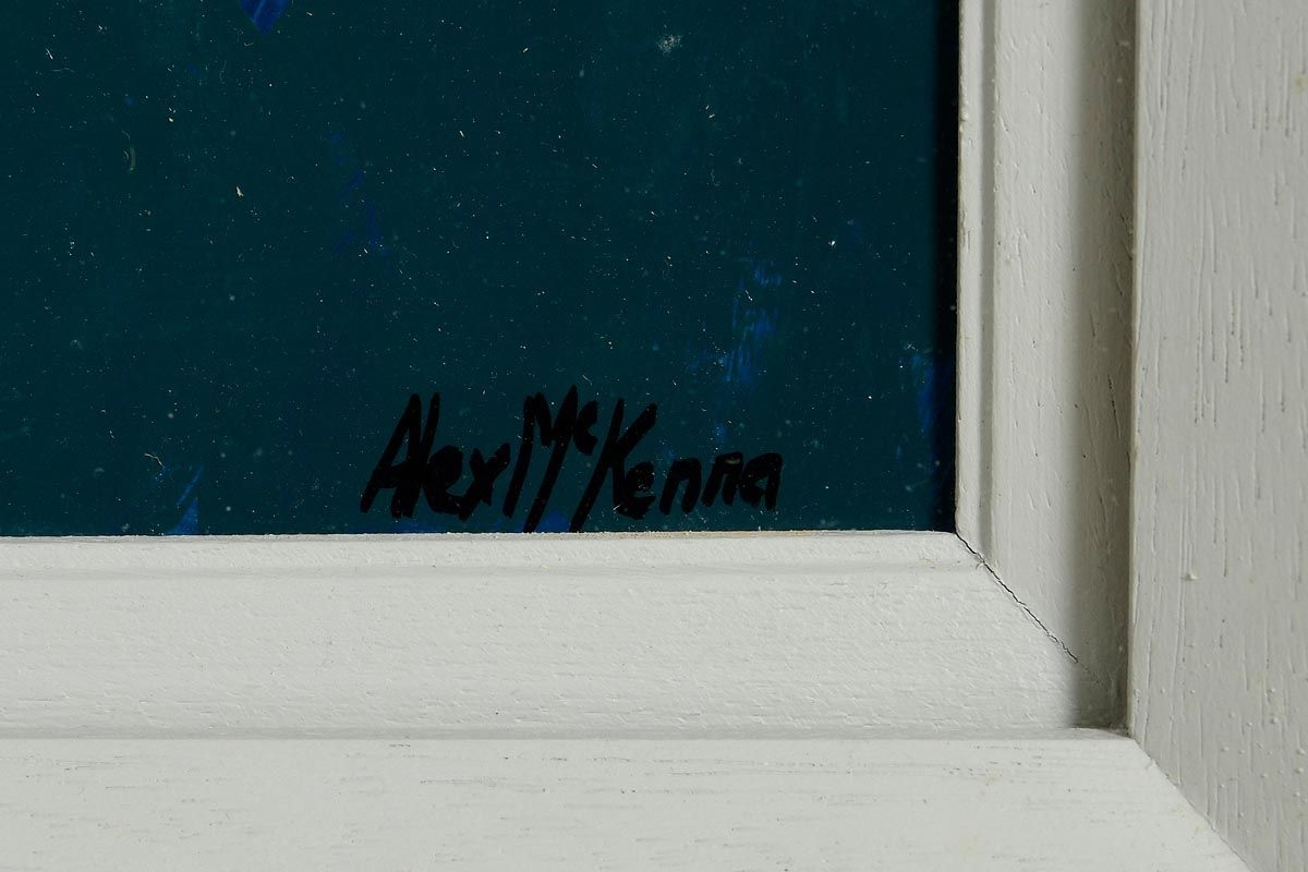 Artwork by Alex McKenna, Study of Fiona in Blue and Green, Made of oil on board