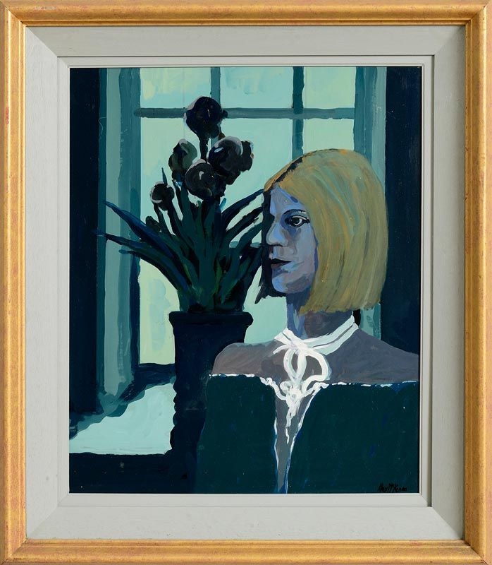 Artwork by Alex McKenna, Study of Fiona in Blue and Green, Made of oil on board