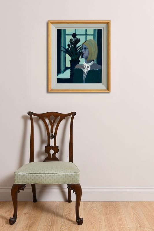 Artwork by Alex McKenna, Study of Fiona in Blue and Green, Made of oil on board