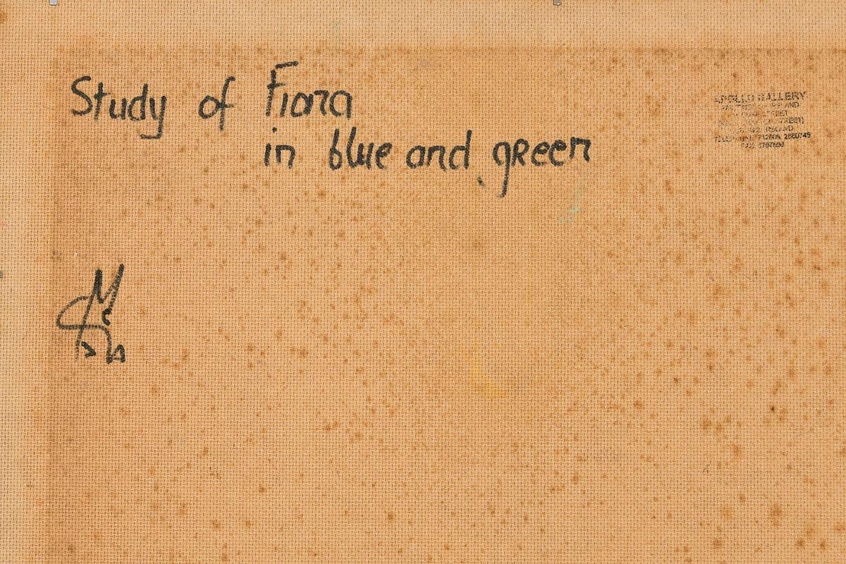 Artwork by Alex McKenna, Study of Fiona in Blue and Green, Made of oil on board