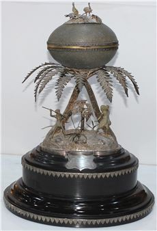 Impressive Colonial-era Mounted Emu Egg on an ebonised wooden base - Alexander Sutherland