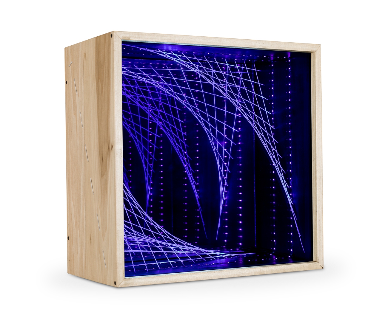 Artwork by Michael Petit, Curves N.5, Made of Wood, mirror, wire and LED