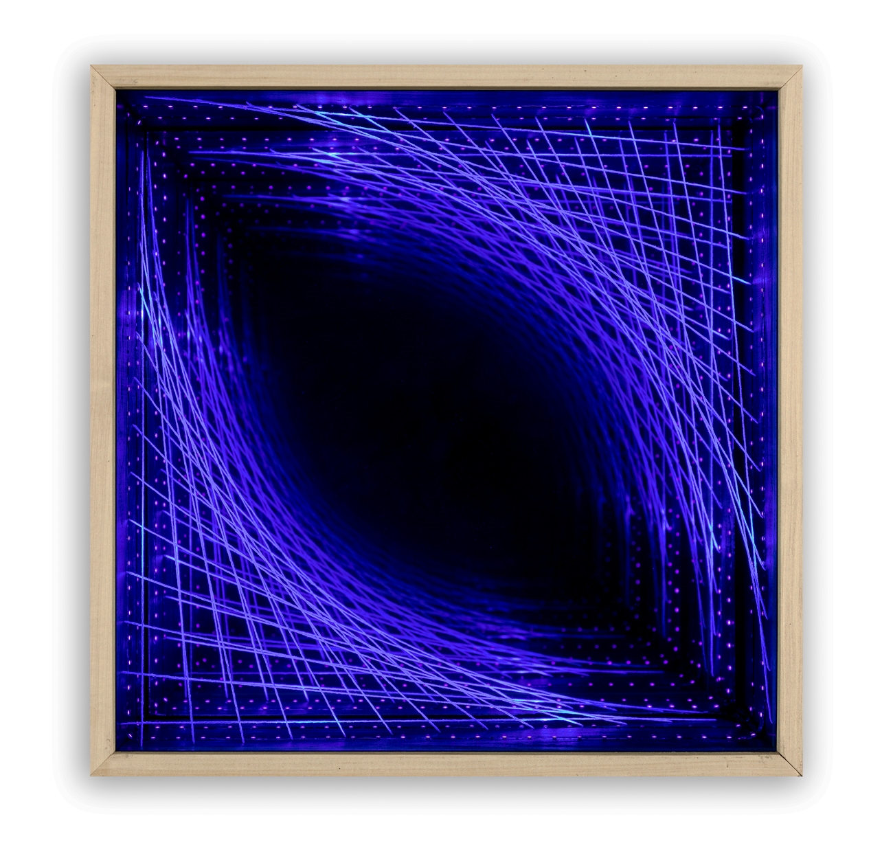 Artwork by Michael Petit, Curves N.5, Made of Wood, mirror, wire and LED