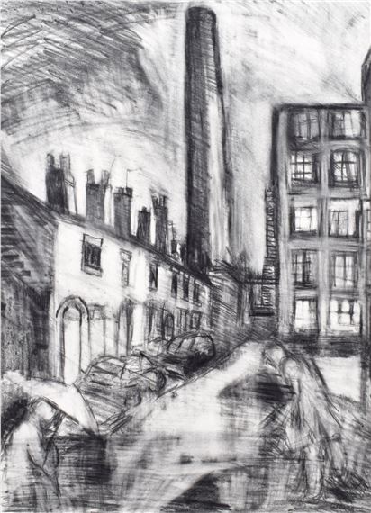 Hallam Mill in the Rain by Jackie Wagg, dated 2013