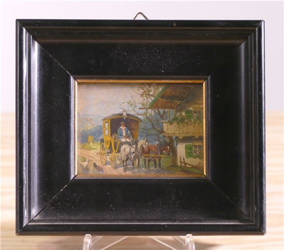 Postkutsche am Bauernhaus by Karl Rohrhirsch