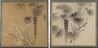 Work (a pair of 2-panel byobu screens) - Shokan Ochi