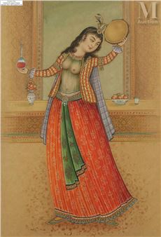 Danseuse, signé Djabar Beg Iran, XXe siècle - Djabar Beg