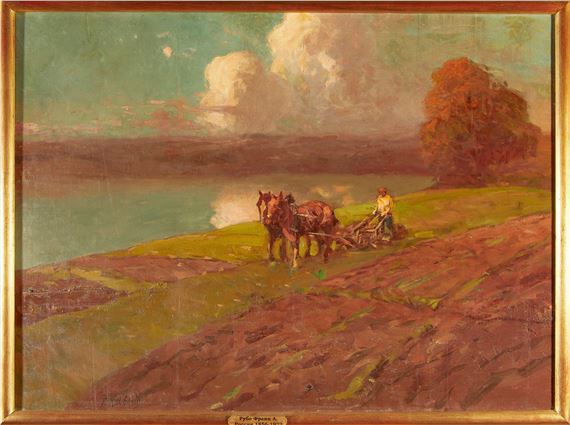 A peasant ploughing by Frants Alekseevich Rubo