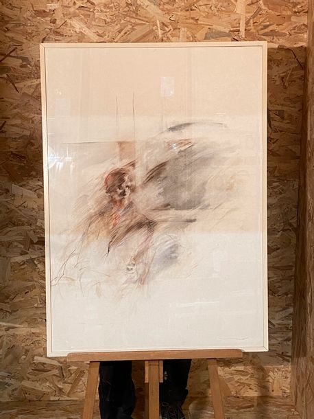 Artwork by Jean-Pierre Saint, Portrait d'homme Dessin aux crayons 103x74cm, Made of crayons