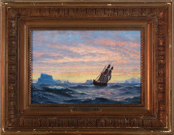Jens Erik Carl Rasmussen | A ship at sea near the Greenlandic coast at ...