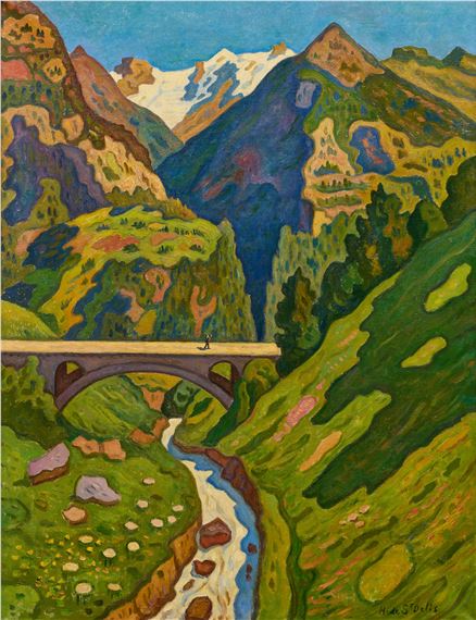 Sans Titre (Le pont et les Alpes vaudoises) by Henri Liénard de Saint-Délis