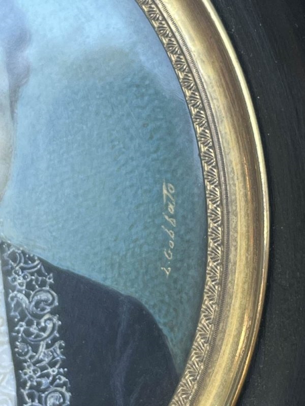 Artwork by L. Gobbato, Portrait de femme à la dentelle, Made of Painted miniature