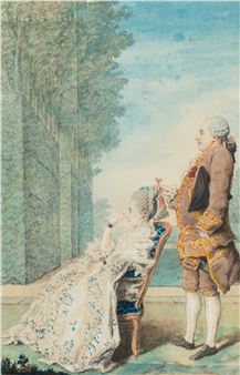 La comtesse de Lenoncourt, née Clairon d'Haussonville et Monsieur de Tourville vus de profil by Louis Carrogis