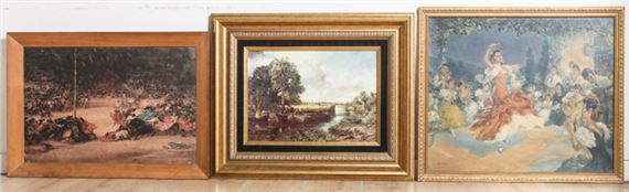 View on the Stour, accompanied by two more one depicting a matador scene, the other flamenco dancers by John Constable, 1810