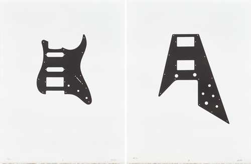 Artwork by Vincent Kohler, Stratocaster / FlyingV, Made of lithographs on BFK Rives wove paper