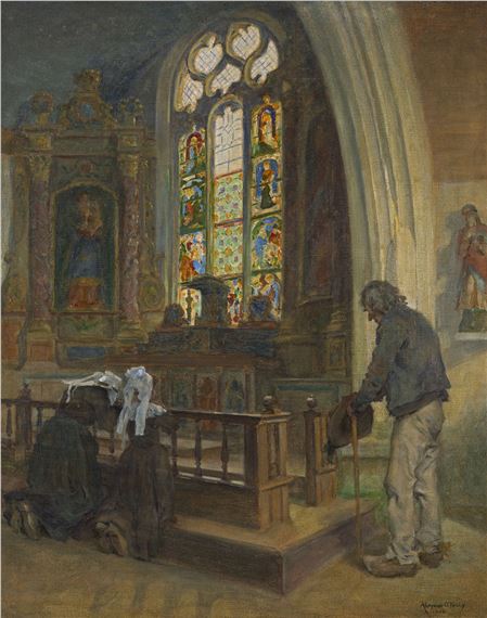 Inside the Chapel by Aloysius O'Kelly, dated 1905