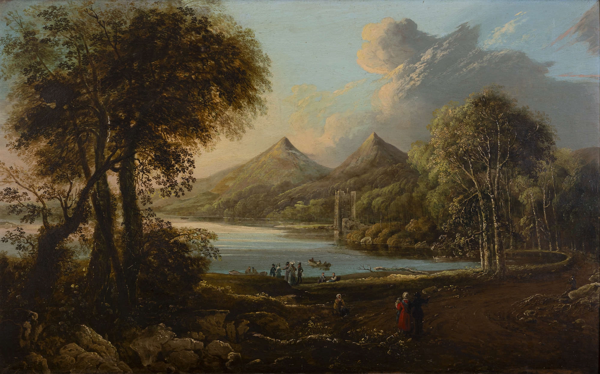 Figures by the Upper Lake and Ross Castle, Killarney by William Sadler