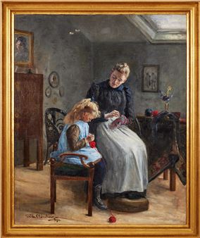 Mother and daughter tucking socks - Edith Oldenburg von Sydow