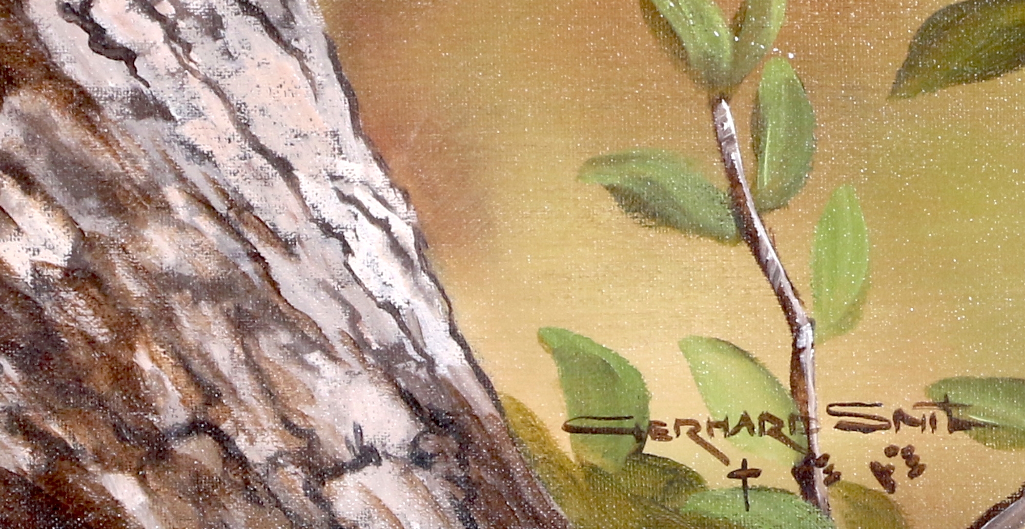 Artwork by Gerhard Smit, LEOPARD IN A TREE, Made of oil on canvas on board