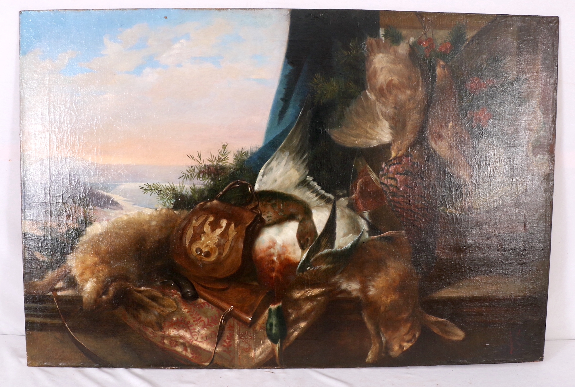 German School | HUNTING STILL LIFE WITH TWO RABBITS | MutualArt