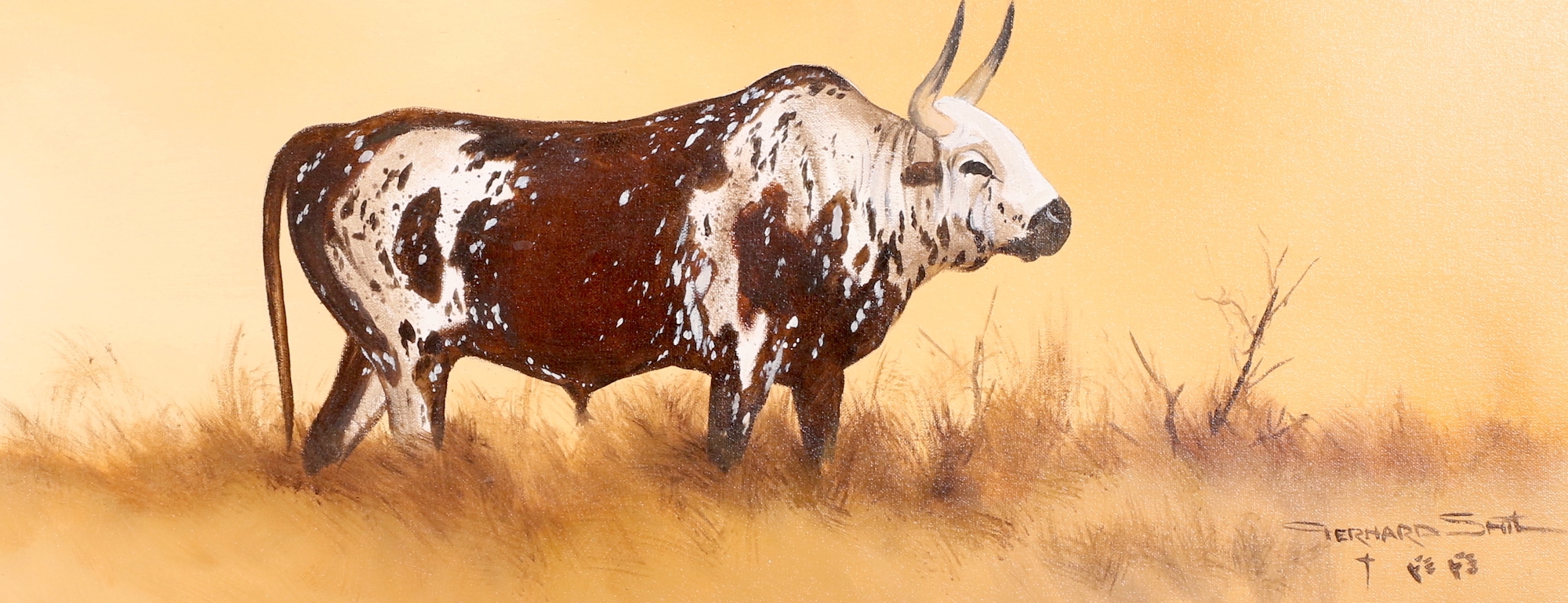 Artwork by Gerhard Smit, NGUNI BULL, Made of oil on canvas on board