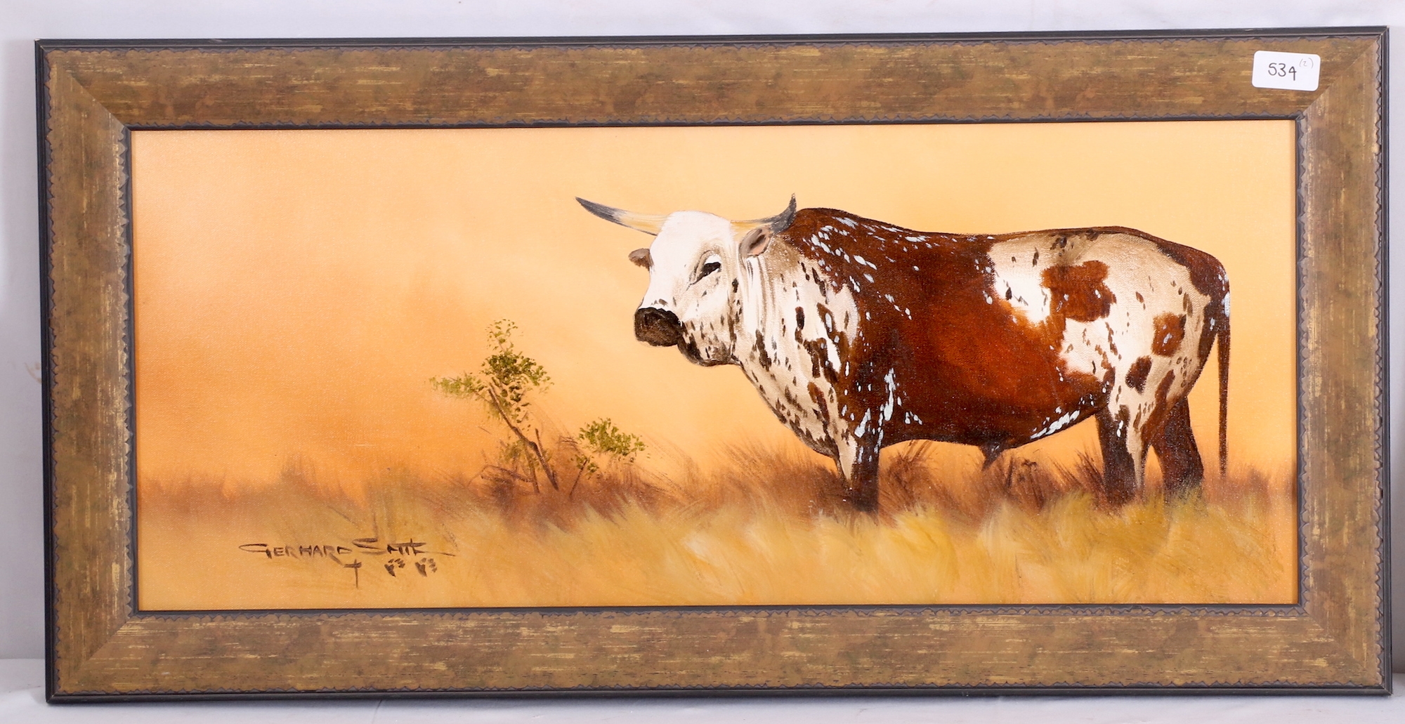 Artwork by Gerhard Smit, NGUNI BULL, Made of oil on canvas on board