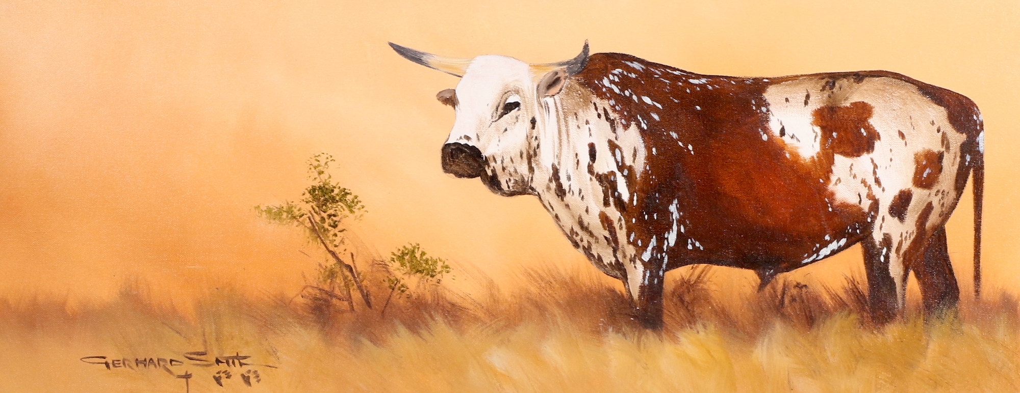 Artwork by Gerhard Smit, NGUNI BULL, Made of oil on canvas on board