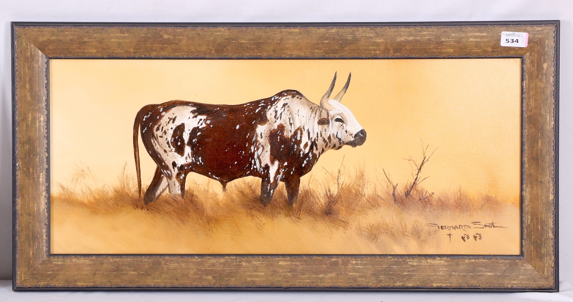 Artwork by Gerhard Smit, NGUNI BULL, Made of oil on canvas on board
