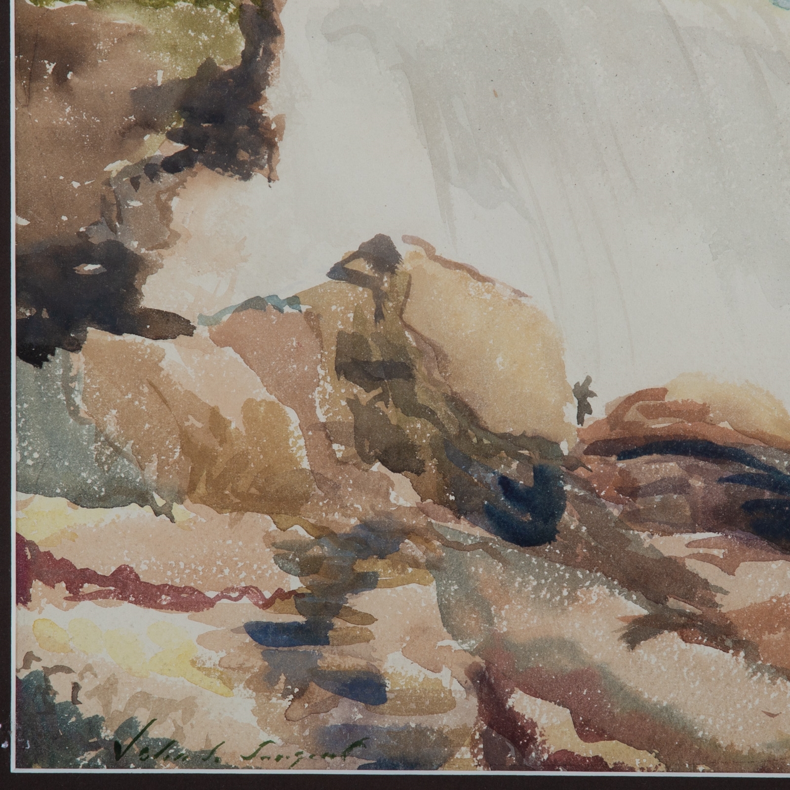 Artwork by John Singer Sargent, Rocky Landscape, Made of Watercolor on paper