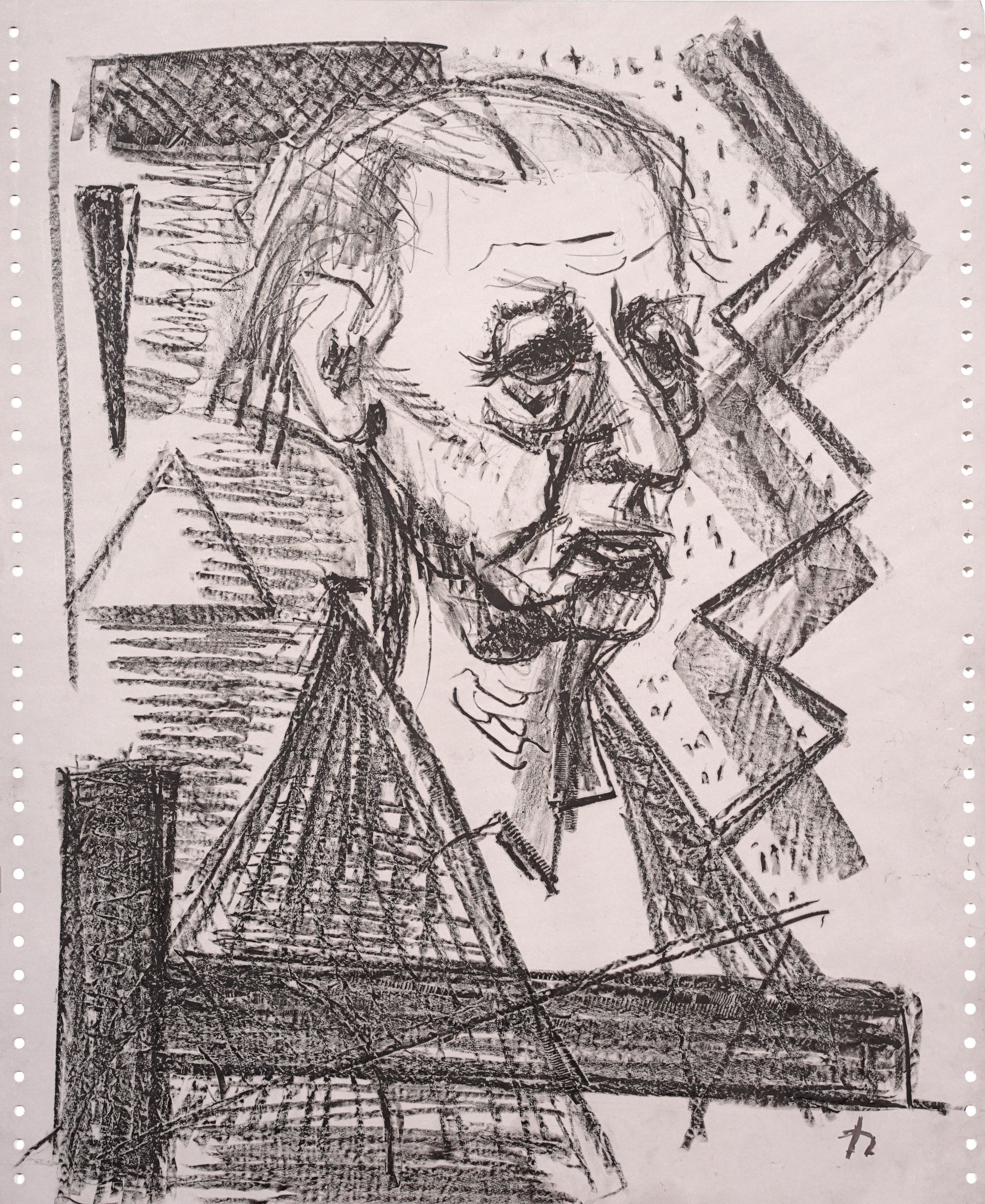 Artwork by Hermann Glöckner, Porträt Hermann Glöckner, Made of Crayon drawing auf