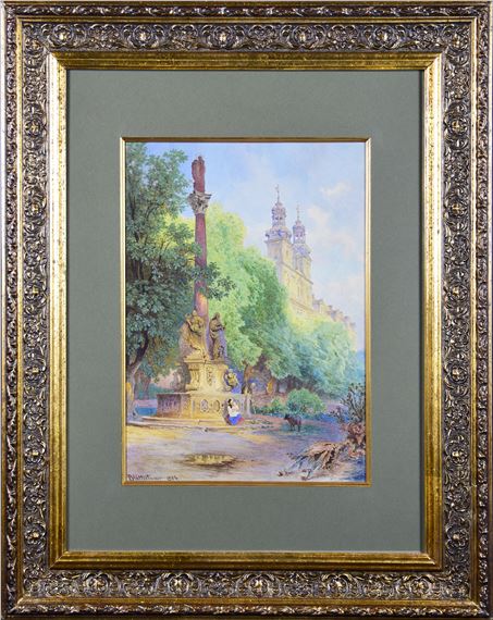 Pejzaż z Kolumną Maryjną i cysterskim zespołem klasztornym w Lubiążu - Theodor Blätterbauer