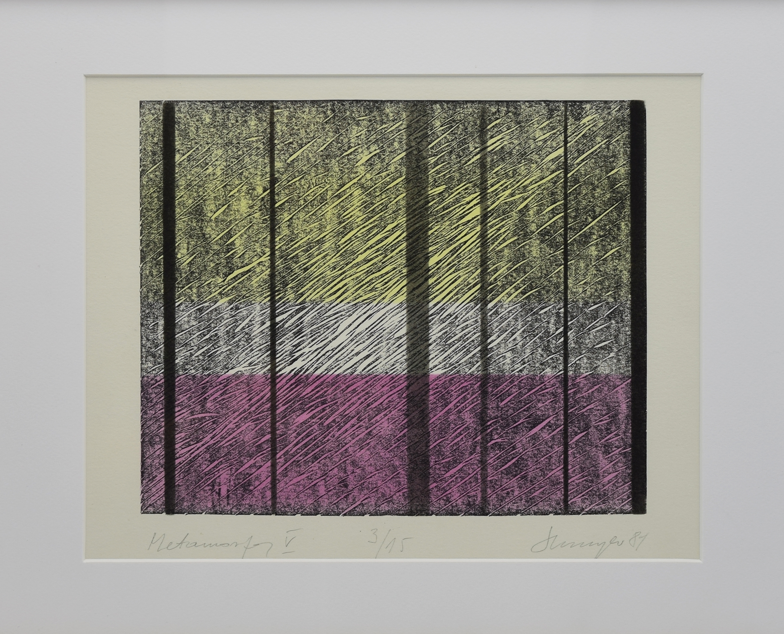 Artwork by Ryszard Hunger, Metamorfozy V, Made of linocut, paper