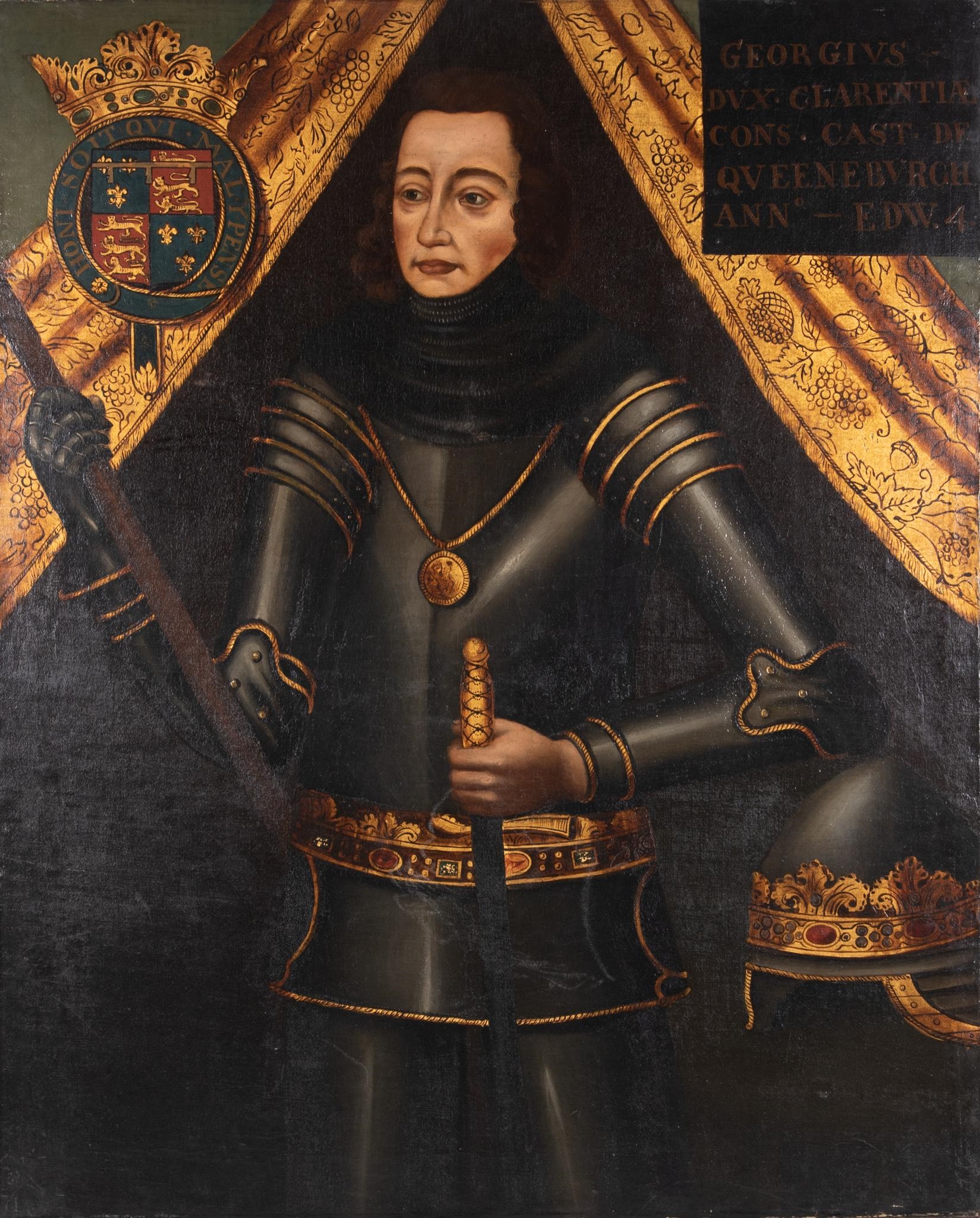 Artwork by Lucas Cornelisz de Kock, Portrait of George Plantagenet, Duke of Clarence (brother of English King Edward IV), Made of oil on canvas, mounted on masonite