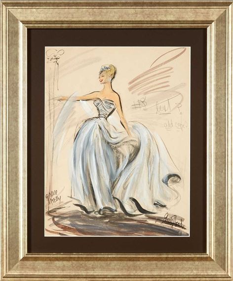 Edith Head | Original sketch for a gown worn by Grace Kelly in To Catch a  Thief (1955)