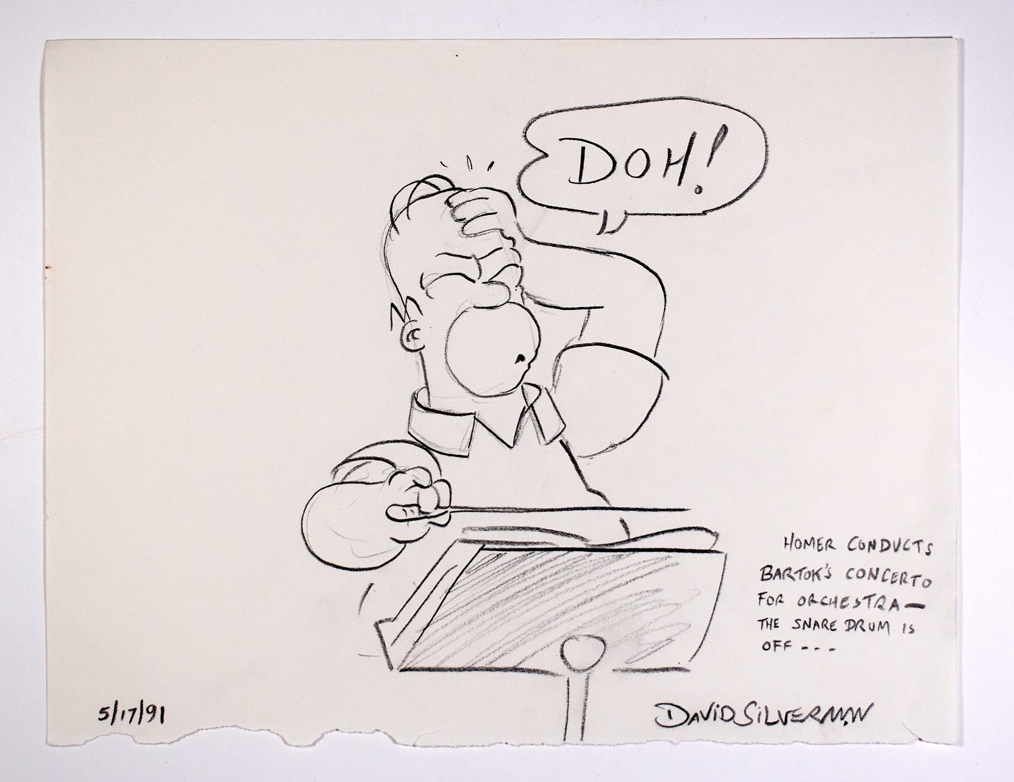David Silverman | A rare original sketch of Homer Simpson from 1991 ...