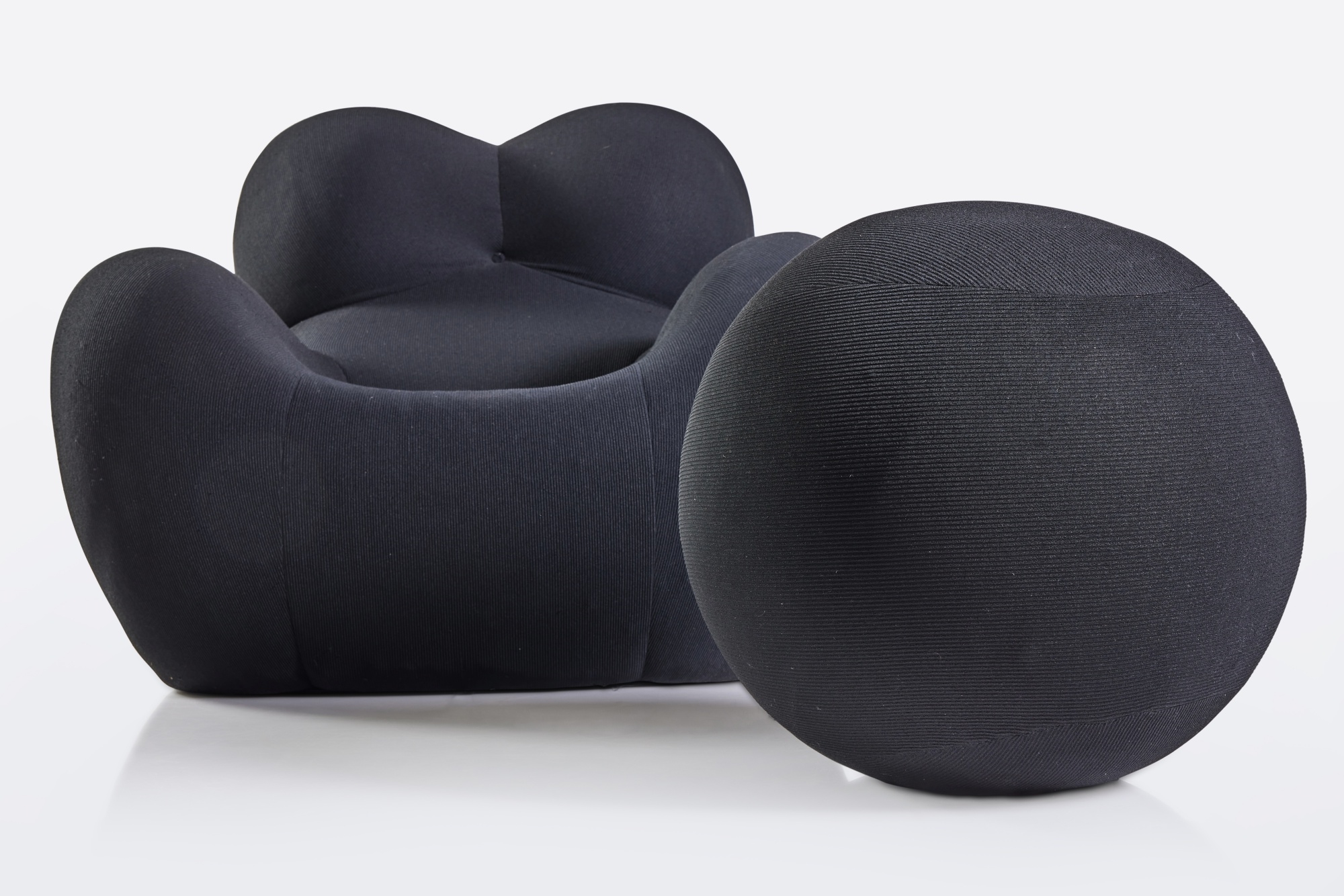 Artwork by Gaetano Pesce, “Up-5” Chair and “Up-6” Ottoman, Made of fabric upholstery over polyurethane foam