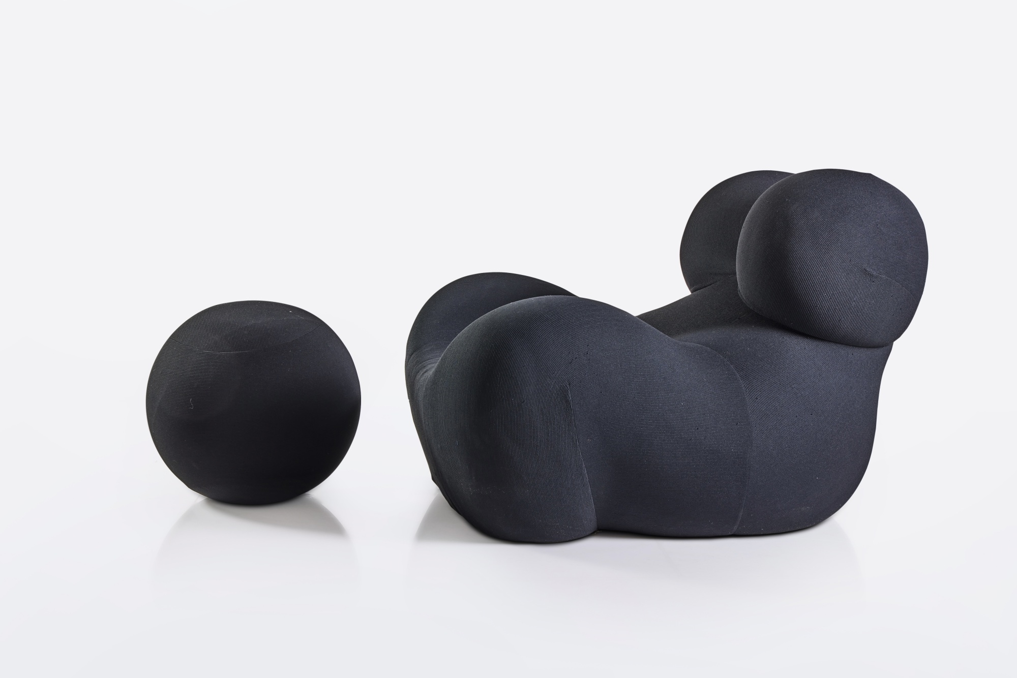 Artwork by Gaetano Pesce, “Up-5” Chair and “Up-6” Ottoman, Made of fabric upholstery over polyurethane foam