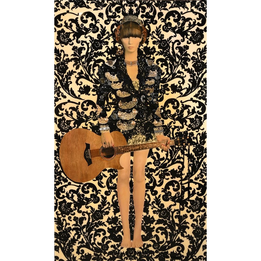 Artwork by Nina Surel, « Femme à la guitare », Made of mixed media