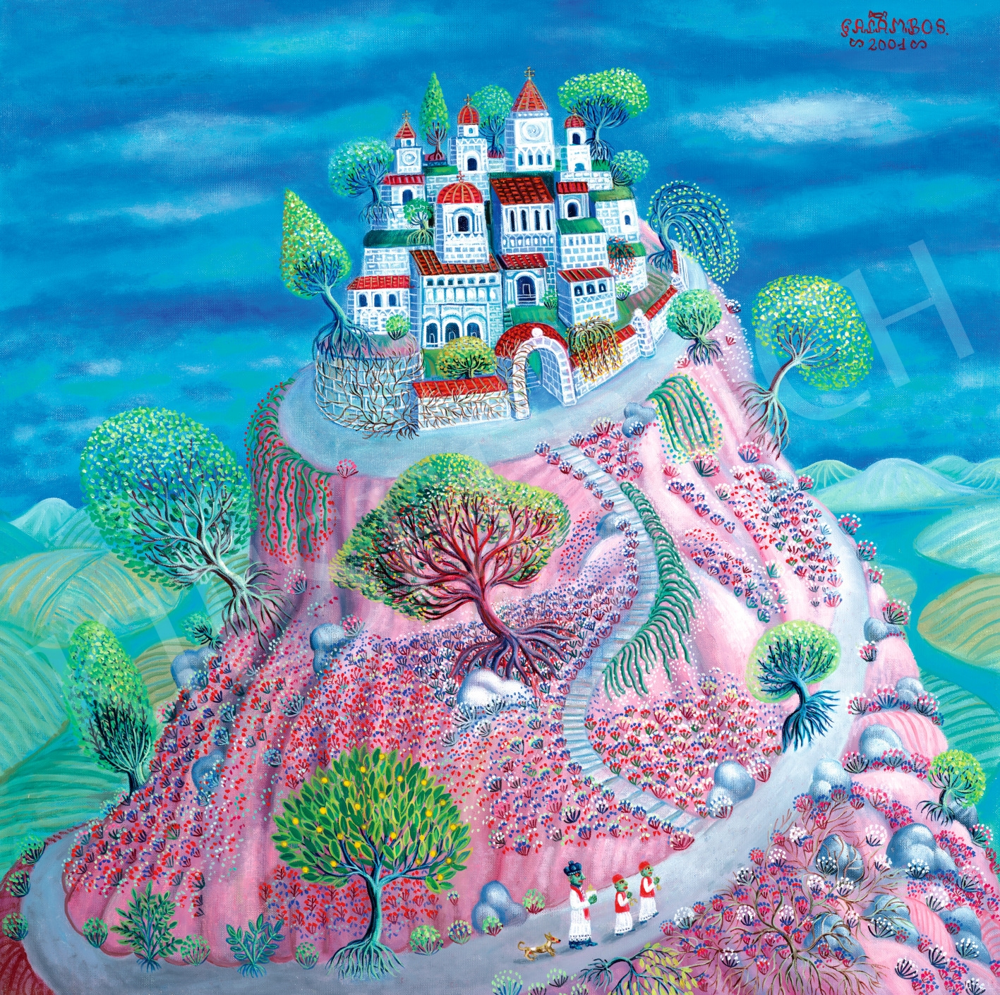 Artwork by Tamás Galambos, Hilltop Castle, Made of Oil on canvas