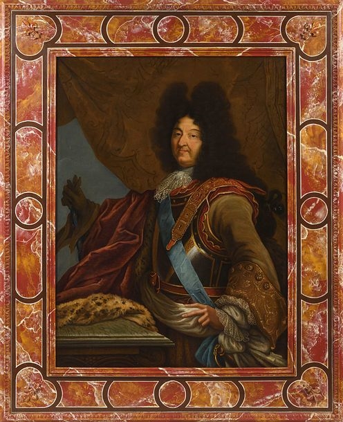 Artwork by Hyacinthe Rigaud, D’après Hyacinthe RIGAUD (1659-1743) Ecole française du XIXe siècle Portrait de Louis XIV en cuirasse et habit de velours, Made of velvet
