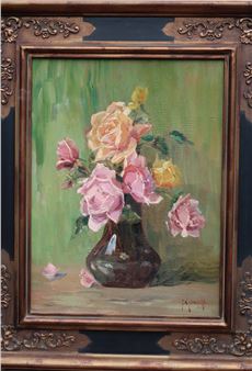 Ida Giesecke(1866-1931) "Rose still life" - Ida Giesecke