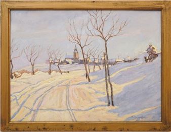 Winterlandschaft mit Blick auf ein Dorf - Emil Axmacher