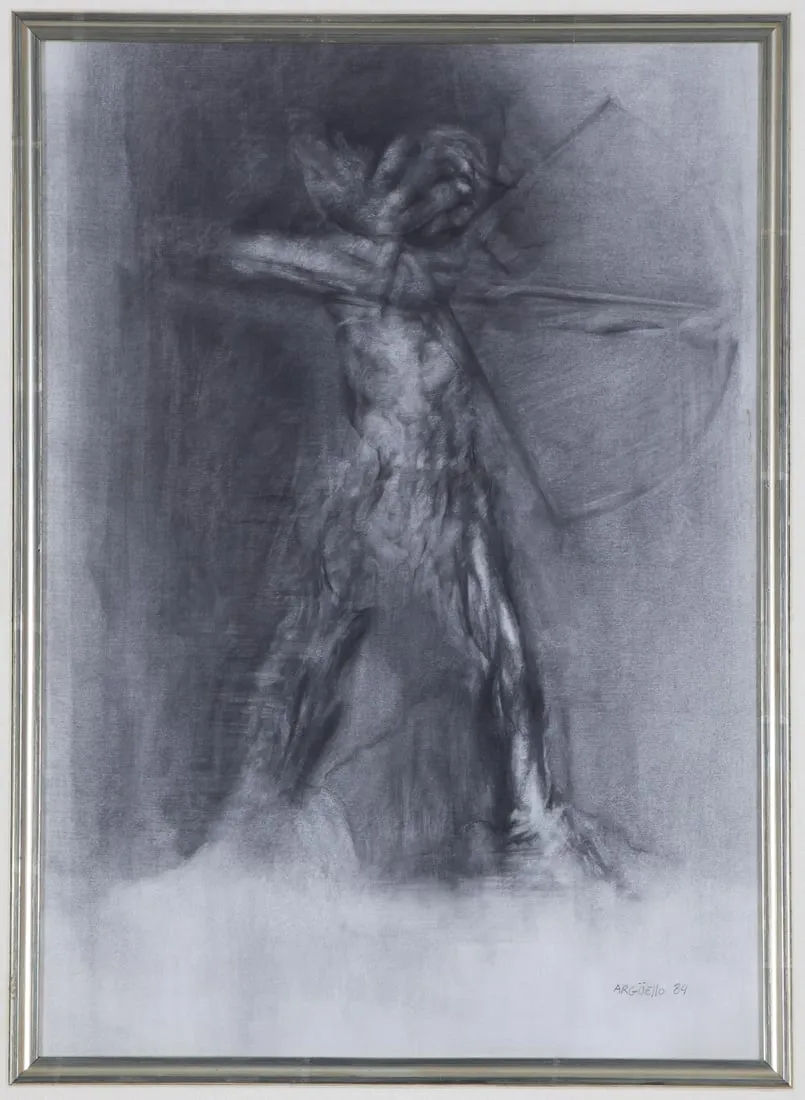 Artwork by Miguel Ángel Argüello, ARCHER, Made of charcoal and graphite drawing on paper