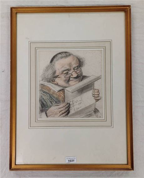 A cleric reading a letter by Nicolas Lagneau