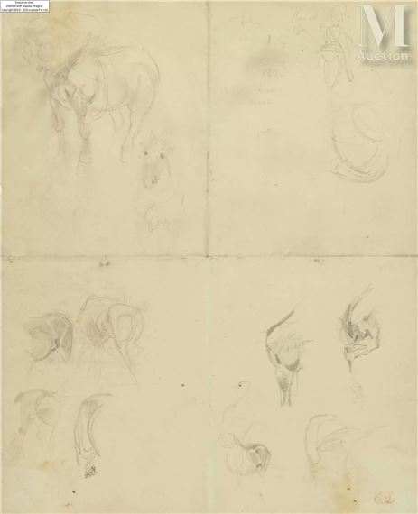 Feuille d’étude de chevaux by Eugène Delacroix