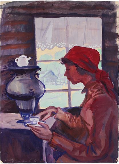 At the samovar by Konstantin Borisovich Nazarov, 1965