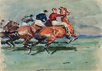 Szene beim Pferderennen - Bruno Liebscher