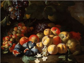 Still life of apples, peaches, grapes and figs - Luca Forte